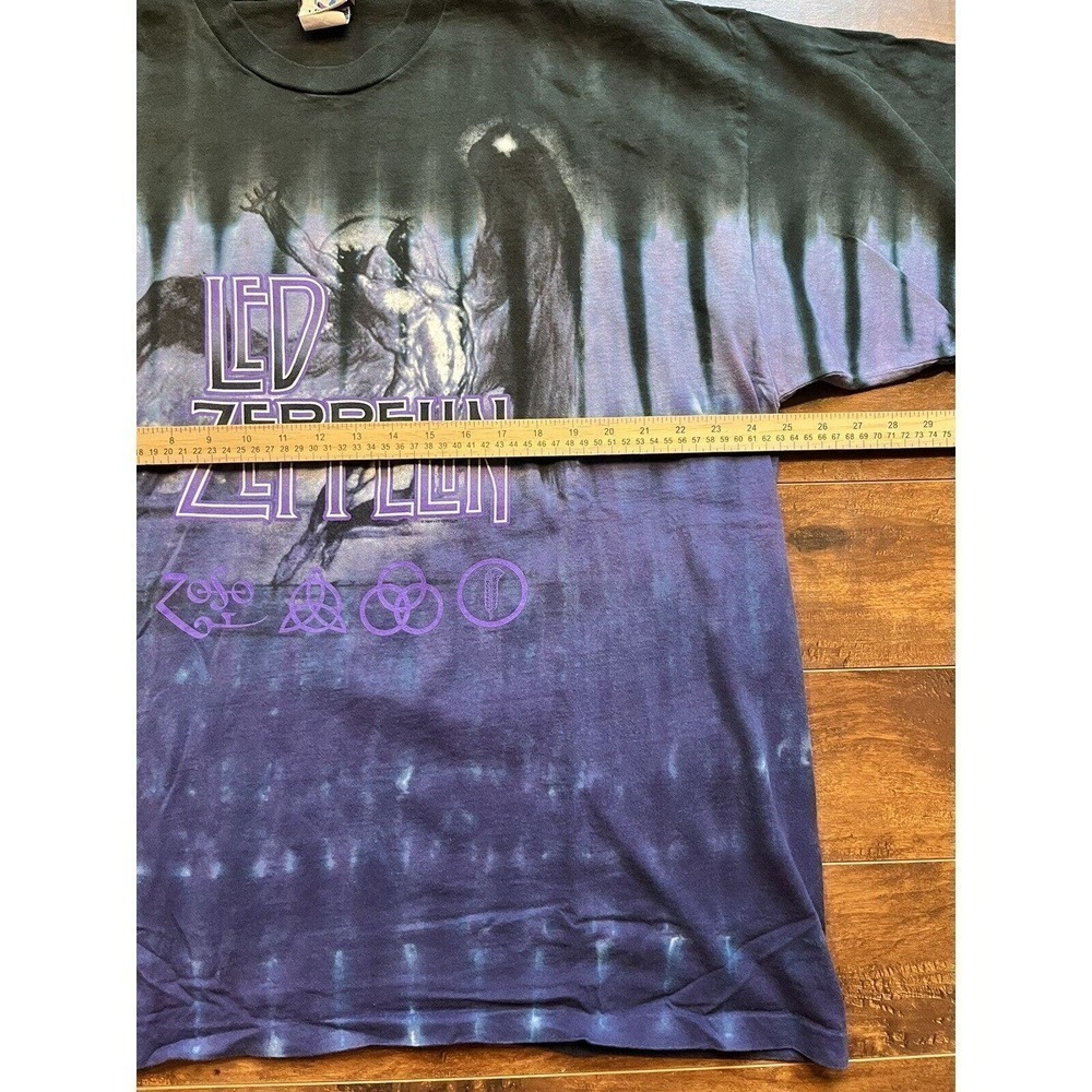 Vtg Liquid Blue Led Zeppelin T-Shirt Single Stitch Tie Dye XXL 90s - Picture 6 of 14